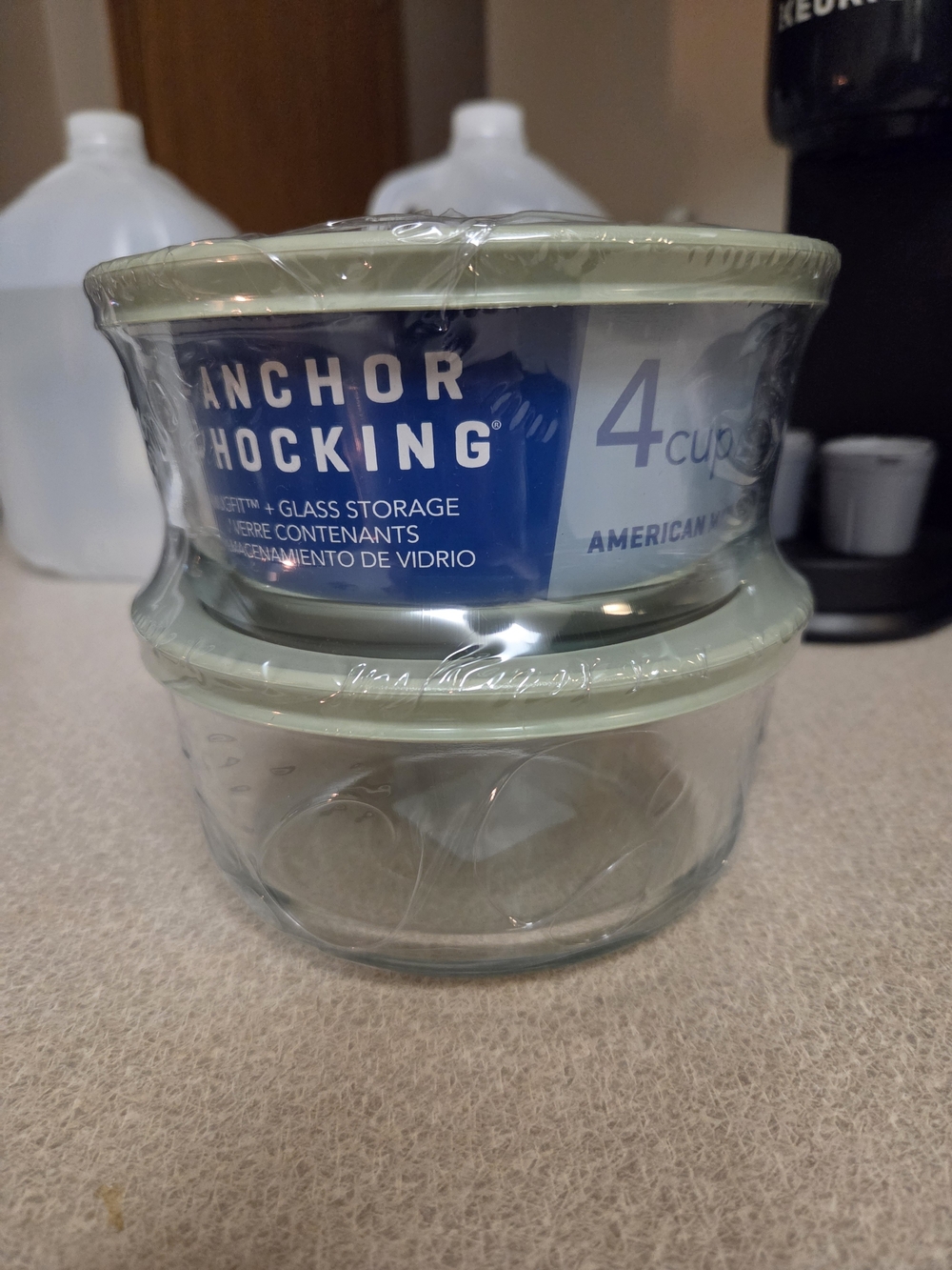 Anchor Hocking Glass Storage Bowls with Light Green Lids - Set of 2